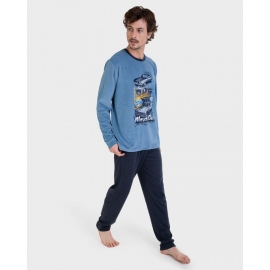 MASANA PIJAMA HOMBRE INVIERNO ALG P721336 AZUL T.S/P