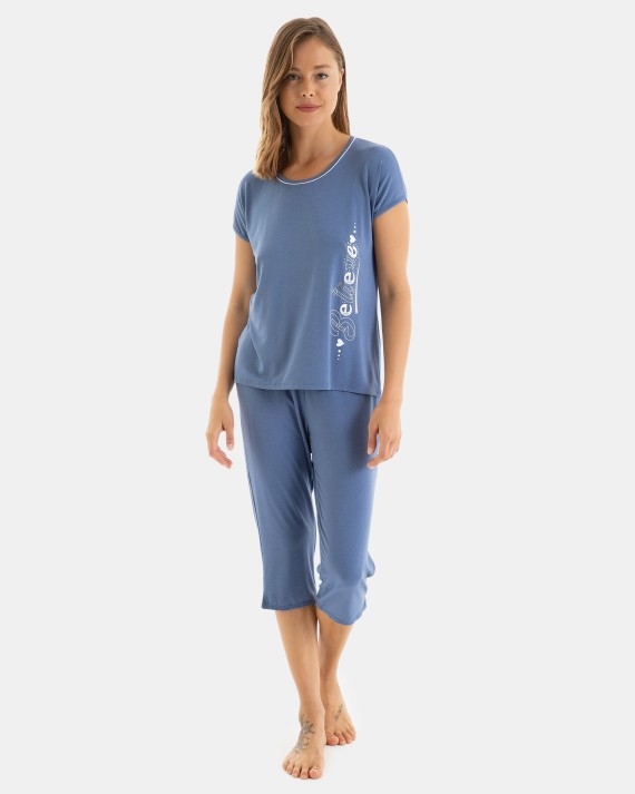 MASSANA PIJAMA MUJER P/PIRATA M/C P251252-BAMBU- AZUL T.MD