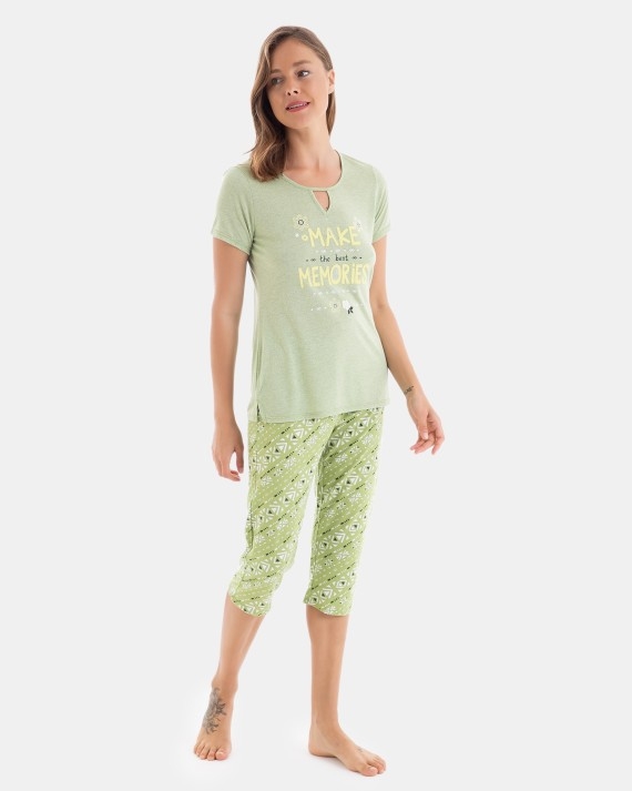 MASSANA PIJAMA MUJER  M/C P/PIRATA  P251231  C.PISTACHO T.M