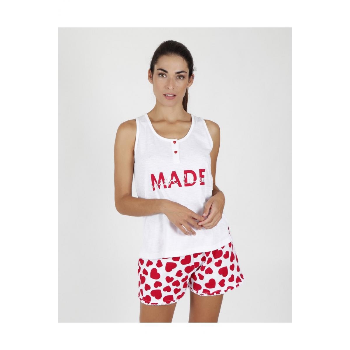 AZNAR INNOVA PIJAMA MUJER P/L M/C 55198-0 BLANCO CORAZ. T.MD