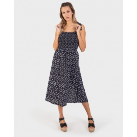 MASSANA  VESTIDO  PLAYERO  NEGRO  FLORES  T/R  L217437  T.L/G