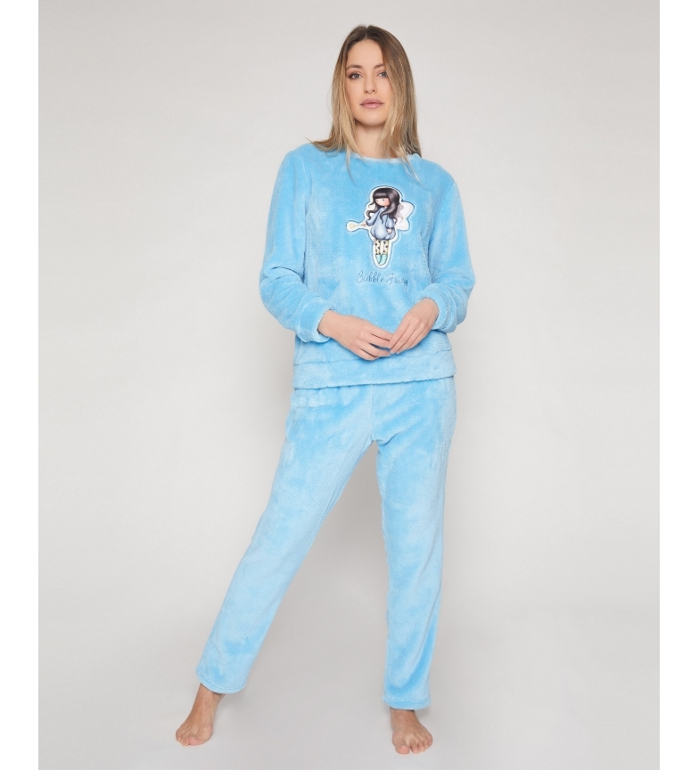 SANTORO LONDON PIJAMA MUJER PELUDO P/L M/L 55535 AZUL CIELO T.L/G