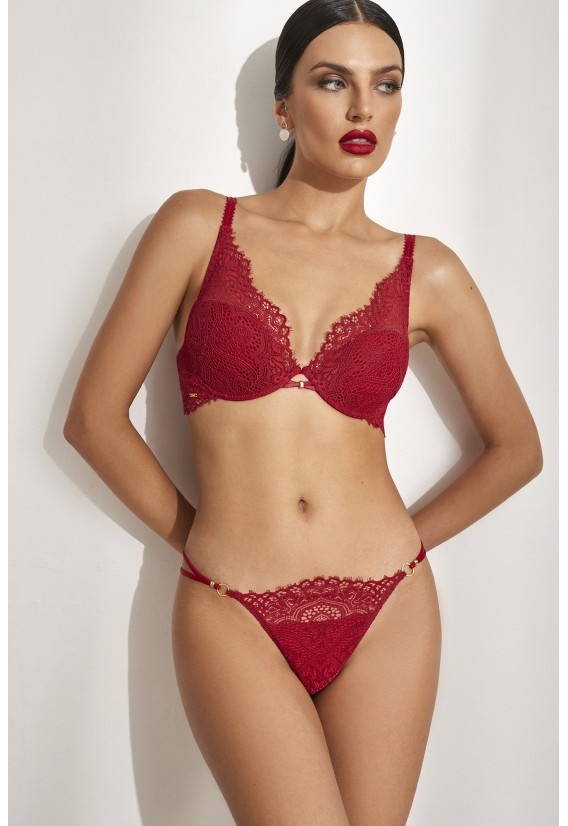 SELMARK SUJETADOR ESCOTE PROF. C/FOAM Y ENCAJE 90815 DAVINIA ROJO T.95B