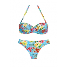 TESSY   BIKINI  COMPLETO  C/FOAM  AZUL  FLORES  T115/03 ORFEA T.95C