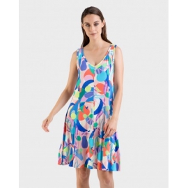 MASSANA VESTIDO  S/ MANG. L227407  C. COLORES  T.M